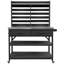 Banc de rempotage extérieur 64,9 "avec roues verrouillables, établi en bois massif et plateau en acier inoxydable, noir