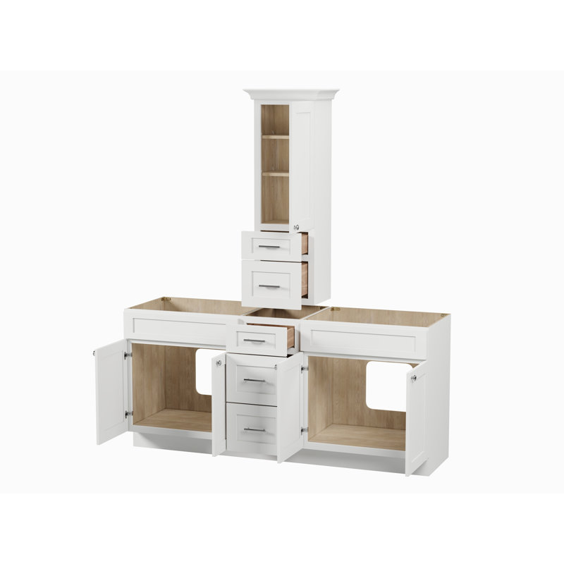 Ensemble de meuble-lavabo double 75 po avec comptoir Disar, Blanc