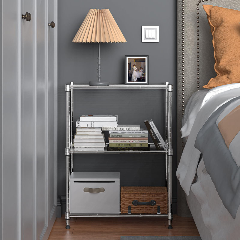 Étagère grillagée utilitaire en acier à 3 niveaux de 450 lb pour grille de rangement en métal pour la maison, la cuisine, le bureau, chrome (P 11,8 po x l 17,7 po x H 26,3 po)