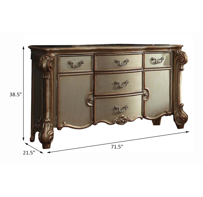 Commode 5 tiroirs Hemminger, Or Patine