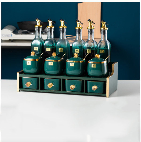 Kitchen Seasoning Products. , Seasoning Bottle, Light Luxury Green 15 Piece Square Cylinder Set Rosdorf Park