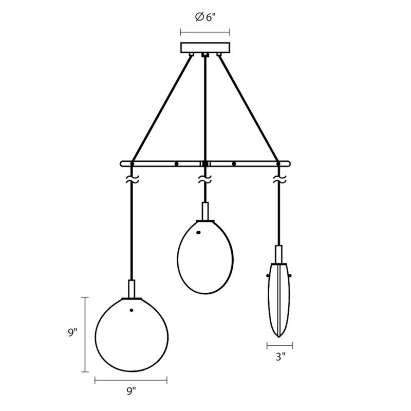 Cantina 3 - Light Pendant, Poured White, 12" H x 30" W x 30" D