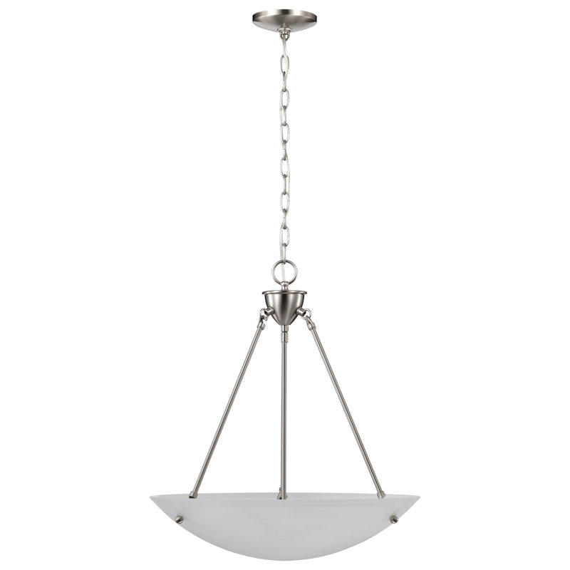 Soho Elegance Brushed Nickel 22.5" Alabaster Glass Bowl Pendant Light
