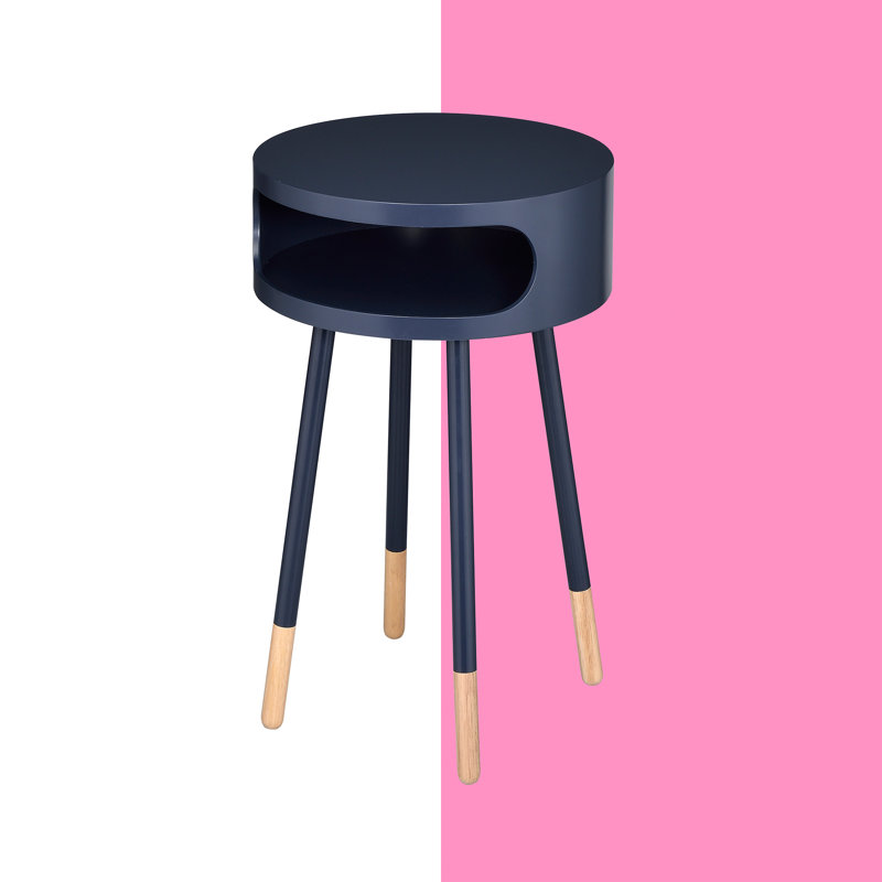 Table de bout ronde avec rangement Navarro, Noir, noir, noir, noir