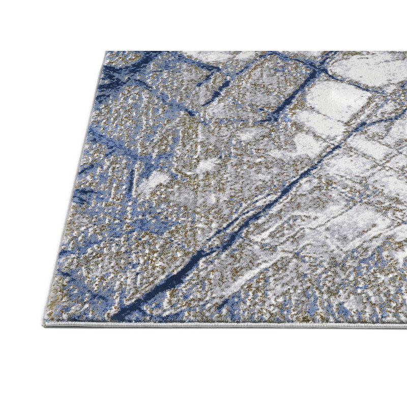 Tapis argenté et bleu 5 pi x 7 pi 952, Rectangle 5 pi x 7 pi