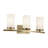 3-Light Natural Brass Vanity Light with Etched Glass Shade