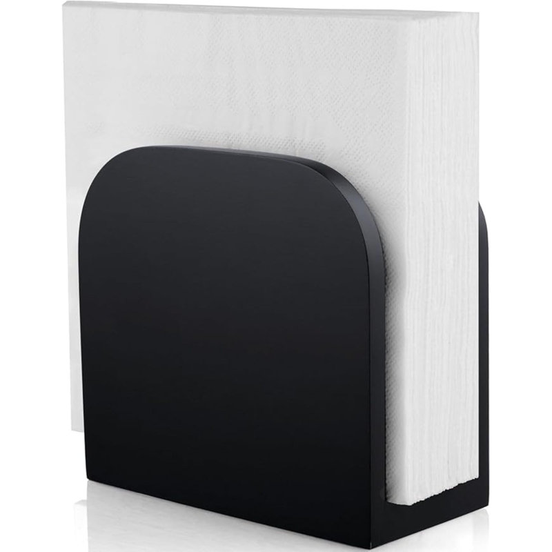 Porte-serviette noir pour table - Porte-serviettes verticaux en bois pour la cuisine - Distributeur de serviettes en bois pour table de salle à manger