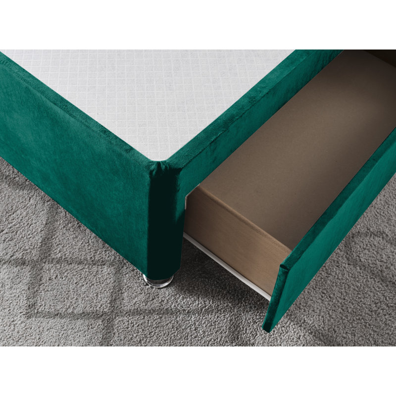 Plush Divan Bed Base, Double (4'6), 4 Drawers, Green