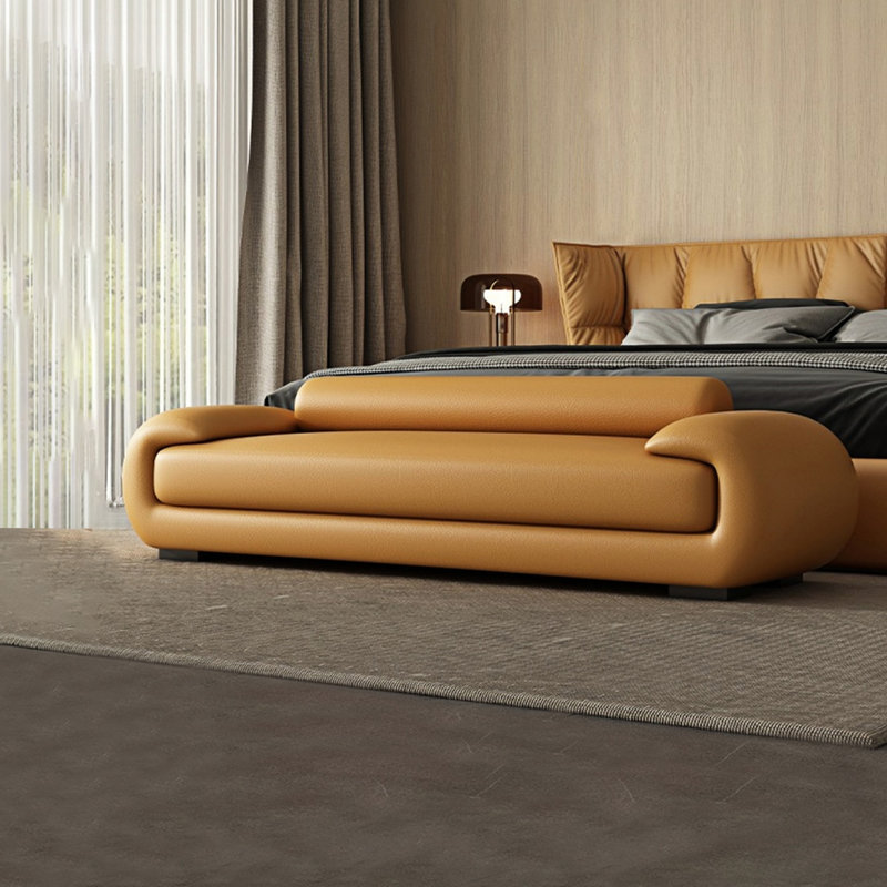 Classic Fashion Bed Stool Upholstered Bench, Orange, 25.59" H x 70.86" W x 19.68" D