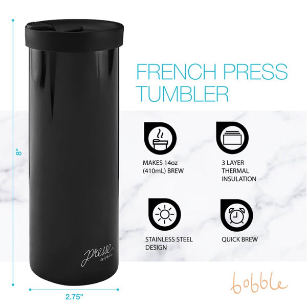 Insulated 16oz French Press - Black - Drive Coffee Inc