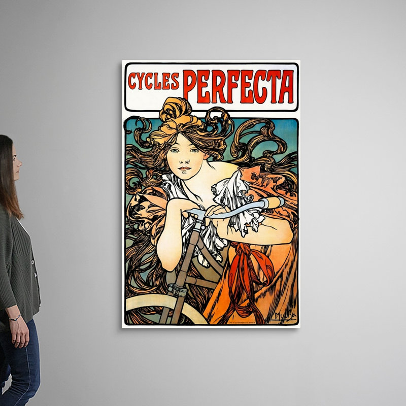 «Cycles Perfecta», affiche rétro par Alphonse Mucha par Alphonse Mucha, reproduction sur toile flottante, Toile tendue