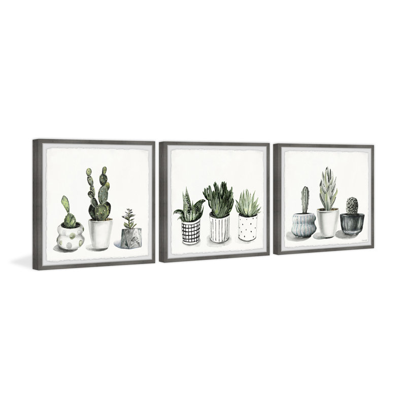 Cactus Overoad par Marmont Hill - ensemble de 3 cadres photo, H 12 po x l 12 po