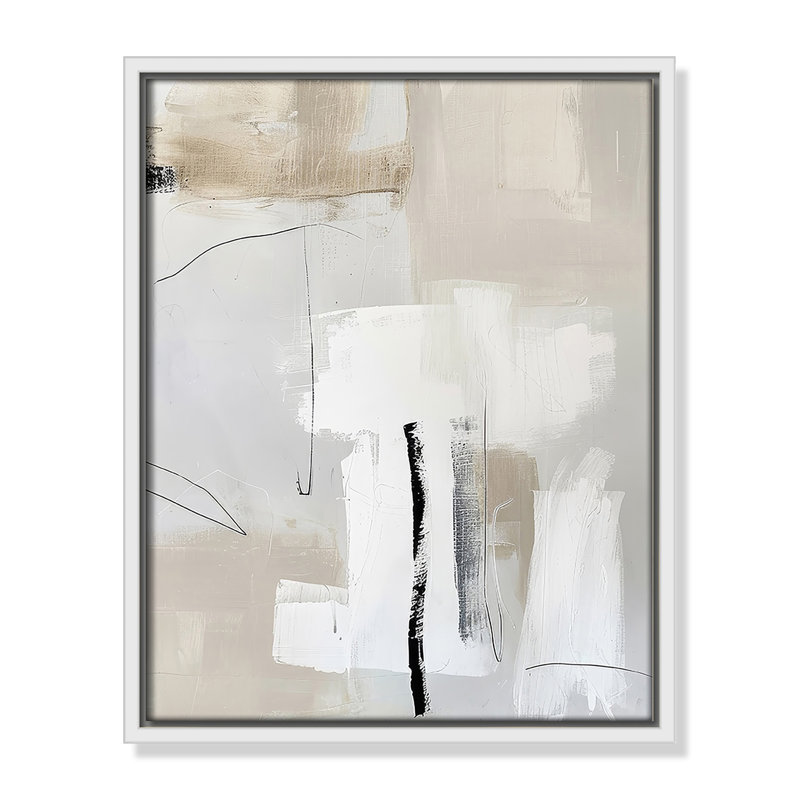 «Neutral Balance II» par Lazar Studio, Framed Canvas, L 12,5 po x H 15,5 po, Flotteur blanc
