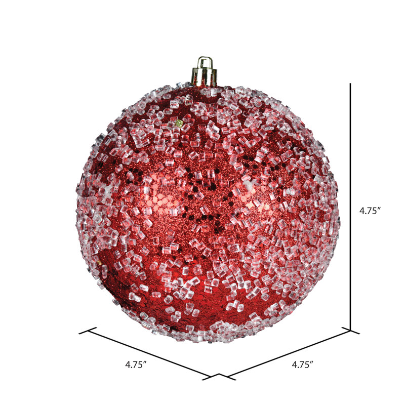Ornement boule scintillante, H 4,75 po x l 4,75 po x P 4,75 po, Rouge, 4