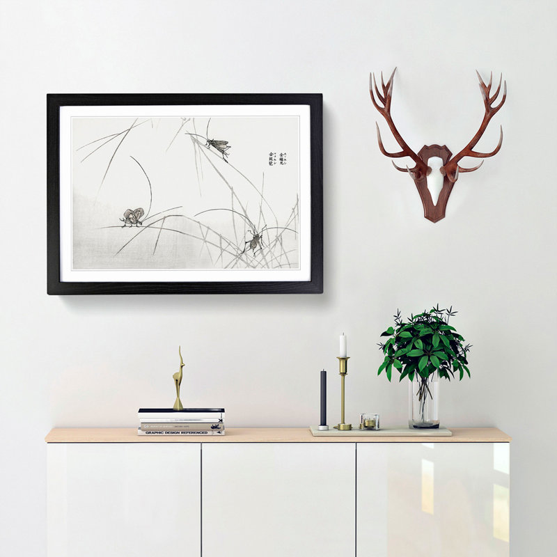 Crickets by Morimoto Toko - Picture Frame Painting Print, 48cm H x 65cm W x 2cm D, Black Framed