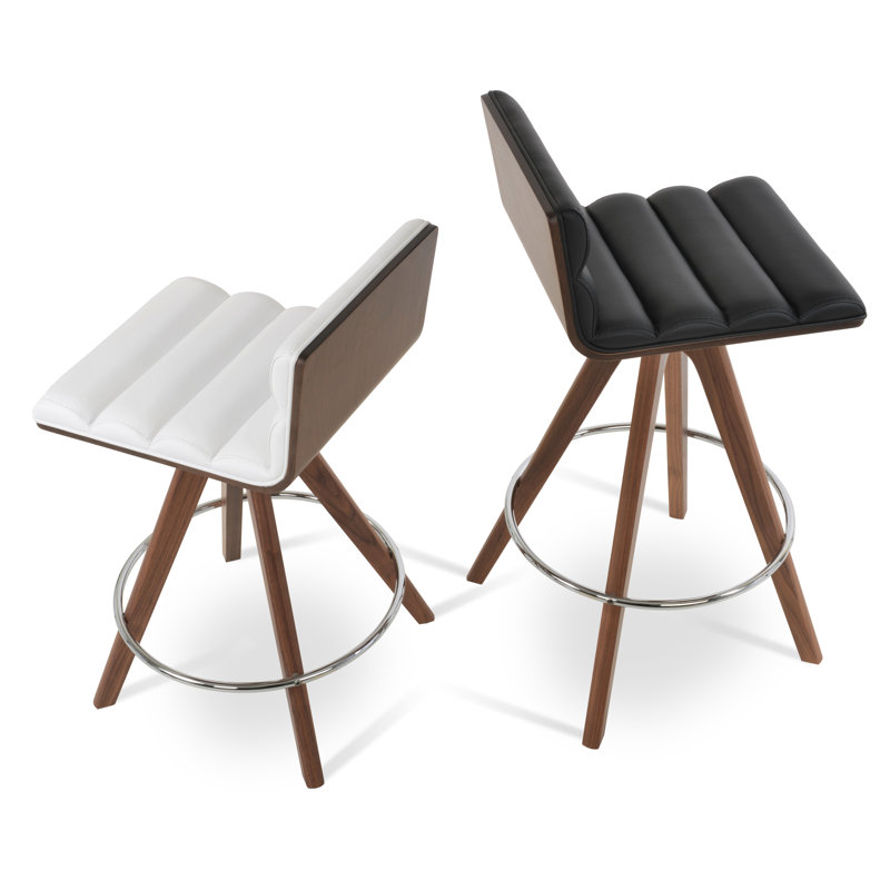Corona Comfort Pyramid Counter & Bar Stool, White Leatherette, Counter Stool (24.5” Seat Height)