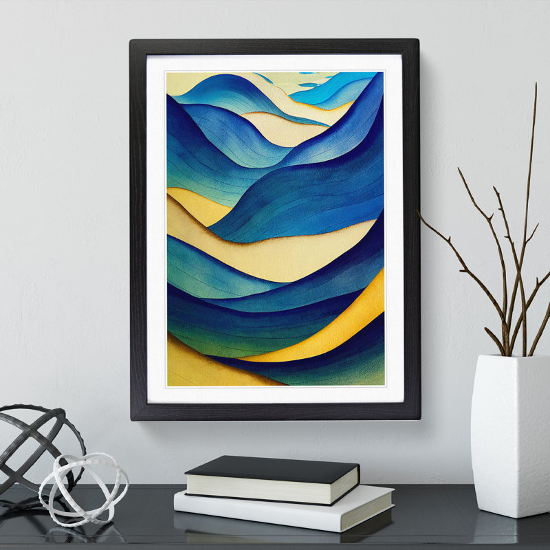 Ocean Wave Modern Art No.3 Abstract - Wall Art, 64cm H x 46cm W x 2cm D, Black