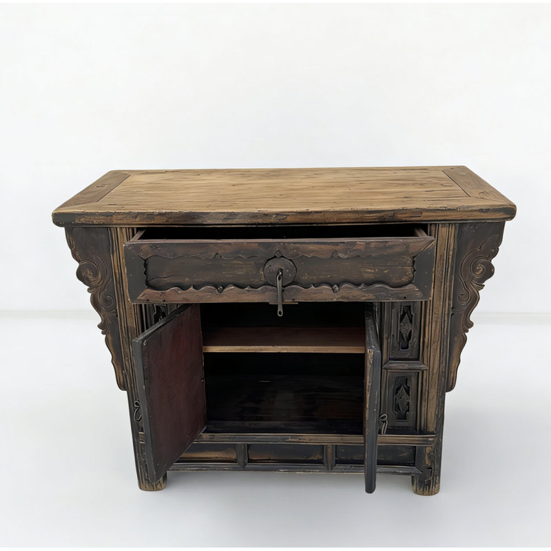 Antique Distressed Elm Altar Cabinet