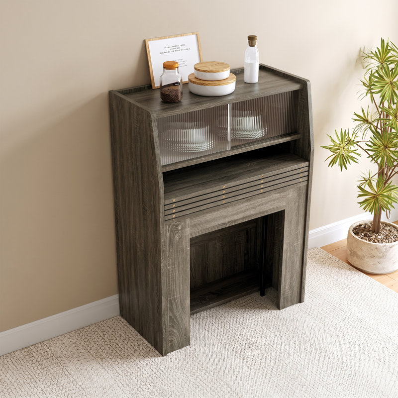 Table de salle à manger convertible multifonctionnelle avec armoire latérale de rangement, conception peu encombrante pour la cuisine de petit appartement et la salle à manger