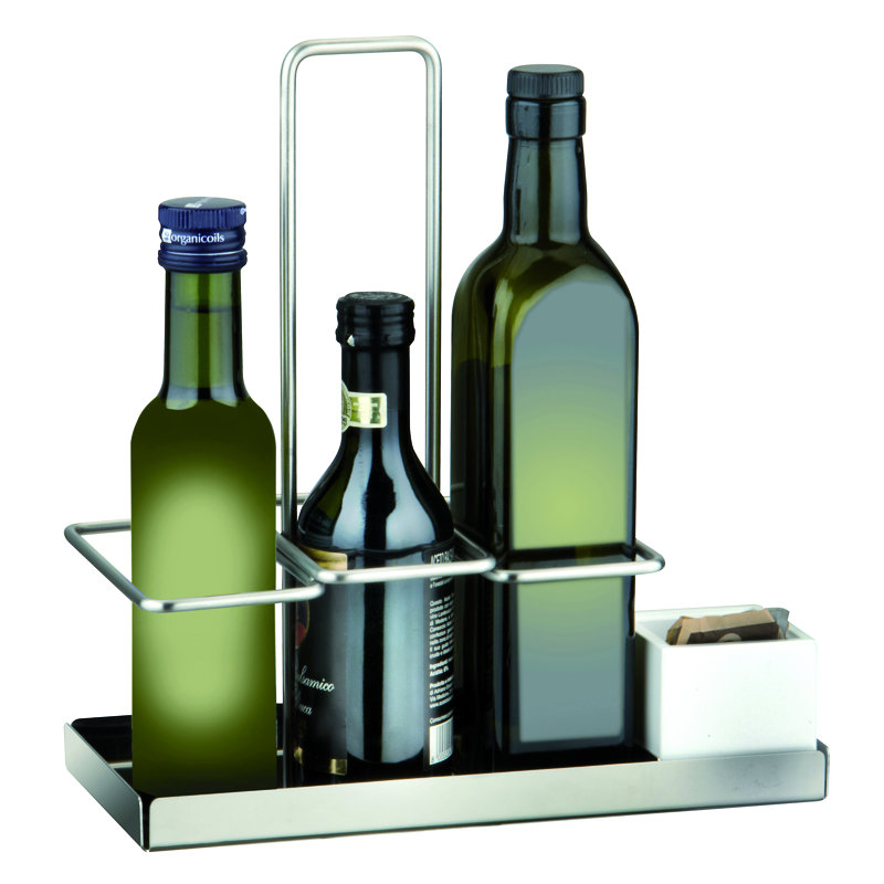 Menu & Banquet Rectangular Basket for Aromatic Condiments with 3 Compartments - 6 Pieces - Stainless Steel