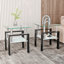 2 pièces Table basse carrée en verre trempé transparent / noir, salon fonctionnel et élégant 2 pièces, carré, détails tendance