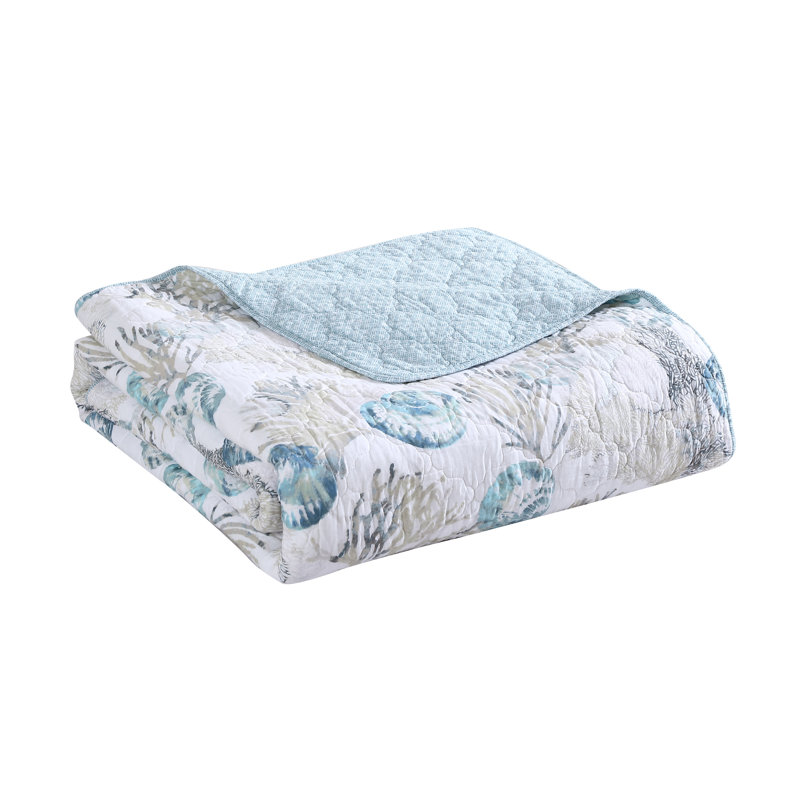 King Size Blue Cotton Reversible Quilt Set