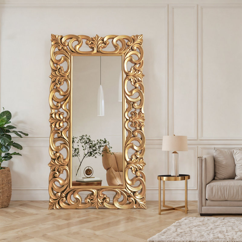 ROME Rectangle Floor Mirror, Gold