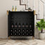 Armoire à vin Home avec capacité de 12 bouteilles, tablette réglable, pieds hauts pour le nettoyage, rangement moderne noir, pieds en métal, petites maisons convenables -