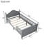 Lit simple gris pour petit, plateforme en bois avec tête de lit et rails de protection, sommeil sécuritaire à profil bas, espace de rangement sous le lit-1931870585