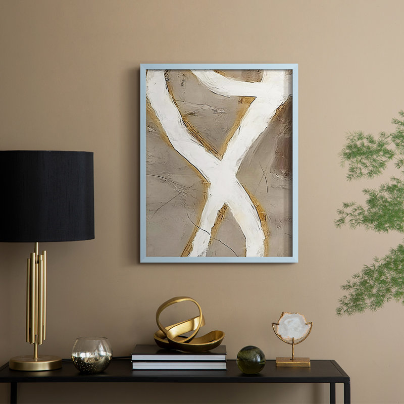 Impression abstraite encadrée «Cxxii» - prête à être accrochée - fabriquée aux États-Unis, H 20 po x P 16 po, Bleu