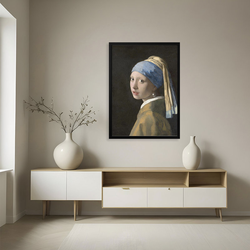 Art mural classique, "Fille à la perle" par johannes vermeer, H 20 po x l 16 po