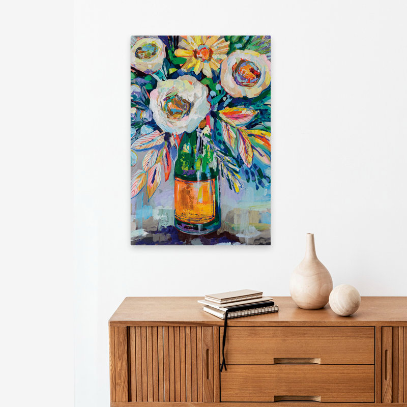 Art de bouquet de clicquot noir et bleu, H 24 po x l 16 po