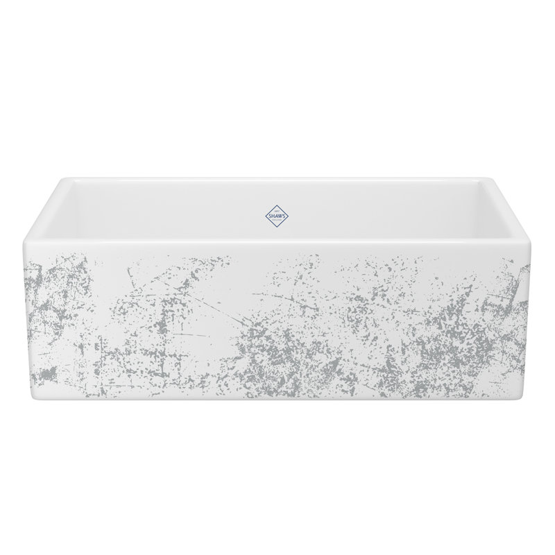 Shaker 33" Single Bowl Farmhouse Apron Front Fireclay Kitchen Sink, Metallic Silver