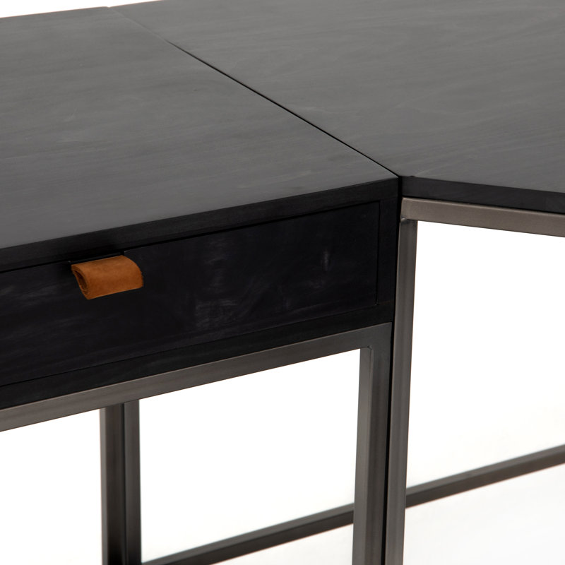 Trey Solid Wood Writing Desk, Black Wash Poplar