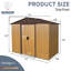 Remise en métal durable de 8 pi x 4 pi - Café pour le rangement extérieur 8 pi x 4 pi avec patio de stabilité