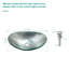 Lavabo de salle de bain vasque en verre trempé artistique avec drain chromé - Forme de bateau argentée au-dessus du comptoir | Idée de cadeau
