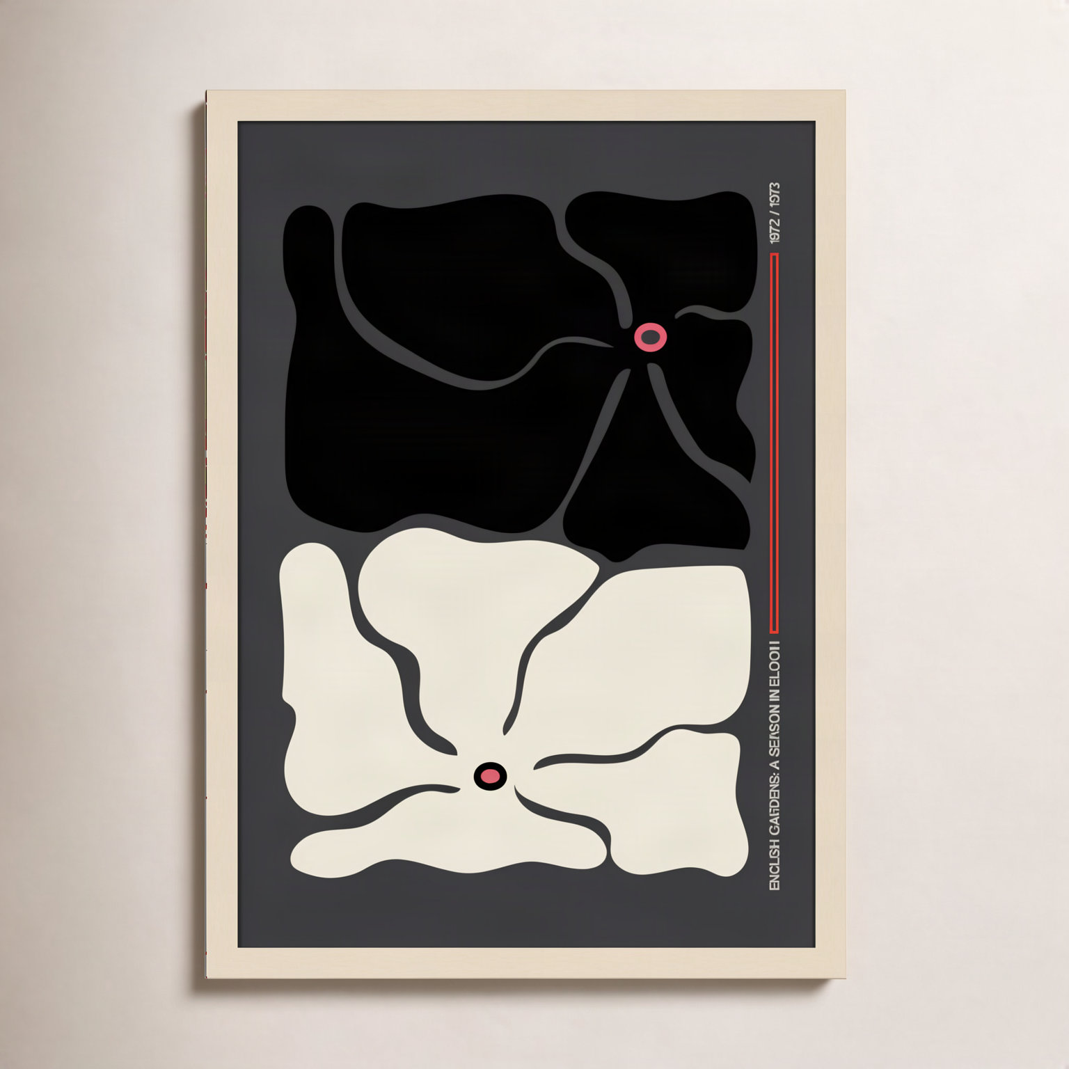 Two by Two Flower Grey Print, Brown, 25" H x 18" W x 1" D