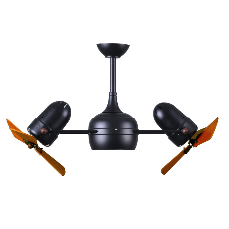 41" Dagny 6-Blade Dual Ceiling Fan with Wall Remote, Matte Black, Mahogany Tone