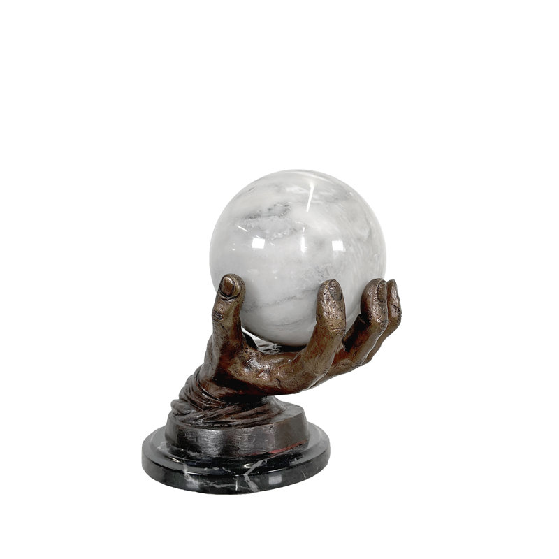 Bronze Hand Holding Marble Ball Sculpture