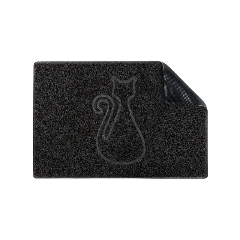 Cat Embossed Doormat in Black, Rectangle 40 x 60cm
