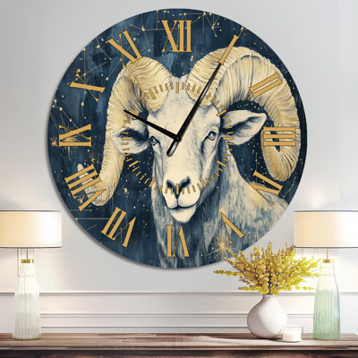Aries Beneath the Stars - Une horloge murale silencieuse silencieuse en métal