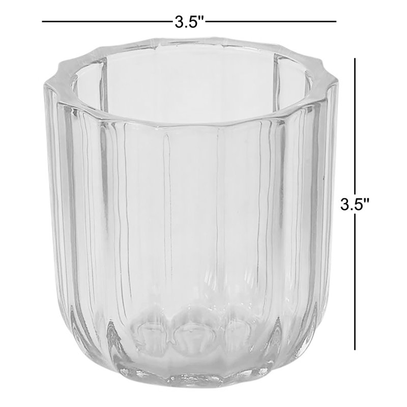 Janeisy 3.5" W Ribbed Glass Votive Holder