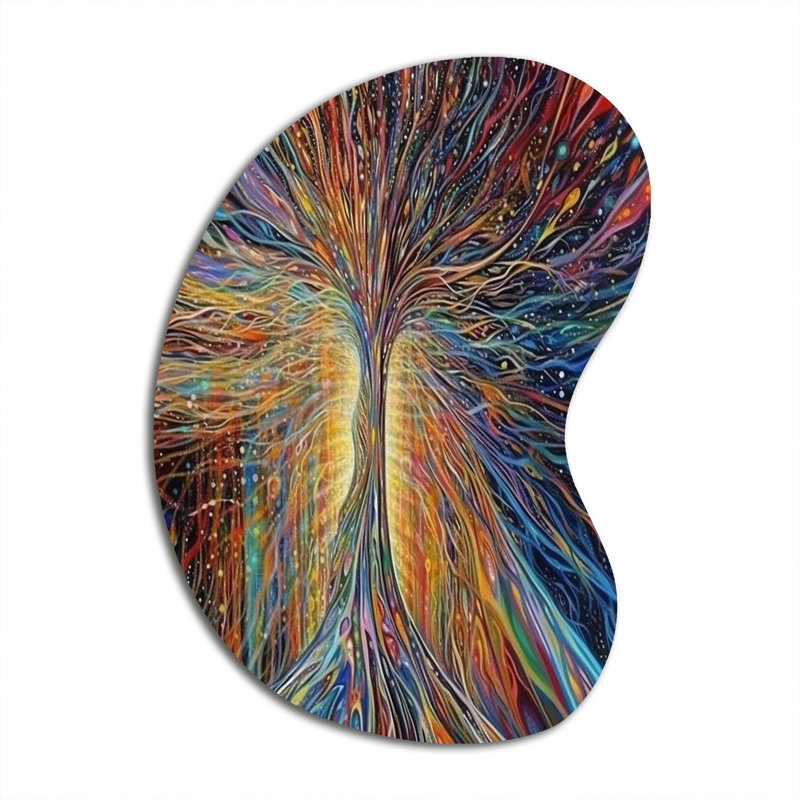 L'énergie d'un arbre rayonnant mystique I - forme d'arbre de paysage - art mural asymétrique en métal, H 31 po x l 22 po