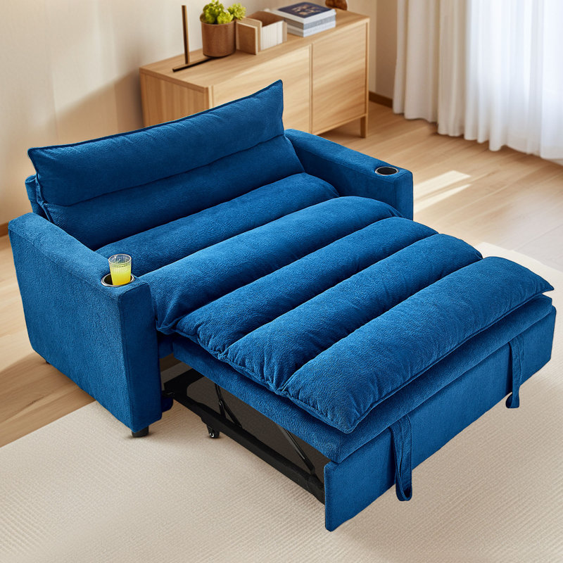 56"&36"Wavy Cloud Convertible Sofa Bed&Sleeper Chair – 3-in-1 with Adjustable Backrest, Blue, 32" H x 56" W x 40" D