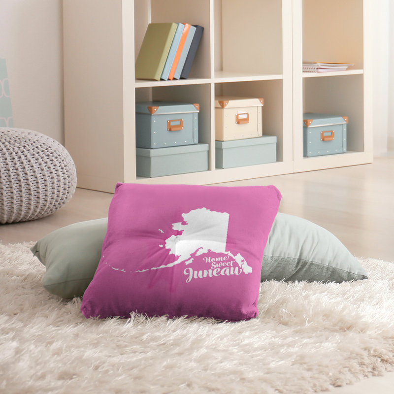 Reversible Throw Pillow, 30" H x 30" W, Pink, Juneau/Alaska