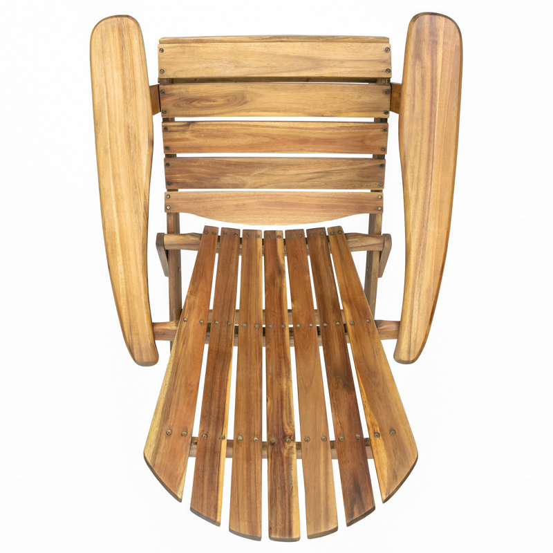 Folding Adirondack Chair Wooden Accent Furniture Lounge Chairs,Foldable Design For Patio & Garden Relaxation With Slatted Back & Wide Armrests