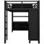 Lit mezzanine en métal avec rangement et tablettes, bureau pleine grandeur noir pour garde-robe pour adultes-121105477