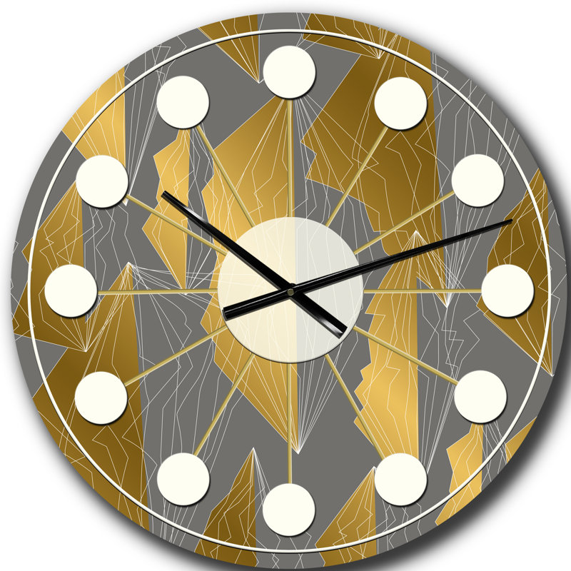 Motif de Golden Polygon - horloge murale Mid-Century moderne, Grand