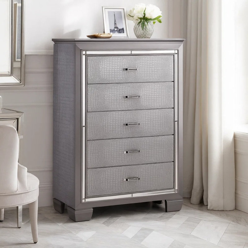 Commode 5 tiroirs Galle, Argent