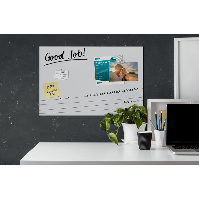 Artverum Wall Mounted Magnetic Glass Board, 40cm H x 60cm W x 60cm L